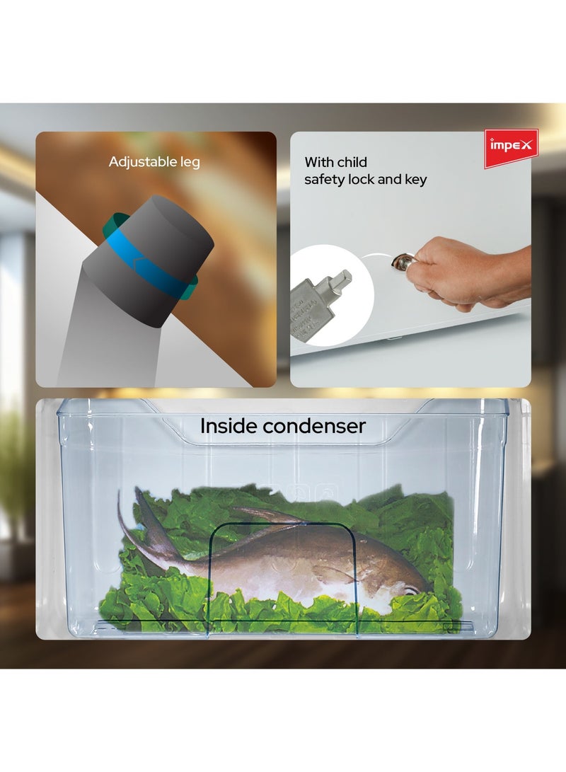 Impex 138L Gross/128L Net, Double Door Refrigerator, No Frost Inverter Refrigerator, 4.5 Cu.Ft Freezer, 42Ltr Freezer + 86Ltr Refrigerator, Glass Shelves, Fast Cooling Fridge Freezer, Silent Operation Best for Home, 2 Year Product Warranty & 10 Year Compressor Warranty, Safety Lock And Key, 120 W IRF 138C Dark Grey & 7 kg Capacity Top Load Washing Machine - 7KG Semi-Automatic Washing Machine Cloth Dress Cleaning, 350W Power, Spin 160W, Top Load, Energy-Efficient, 2 Years Warranty – Black/White/Grey - WM 4204 7 kg 350 W WM 4204 Black/White/Grey Bundle - Image 5